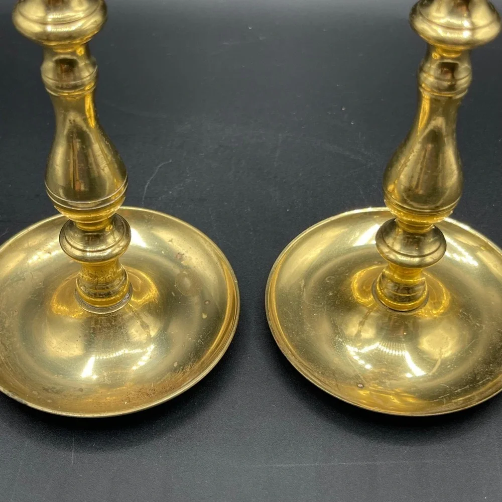 Vintage Brass Candlestick Holders Set of 2 Made in Japan 6.5 Inch Tall Baluster